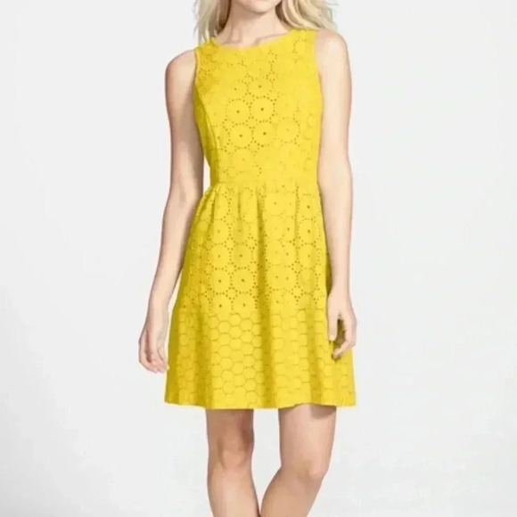 Kensie Yellow Dress Eyelet - Picture 1 of 7